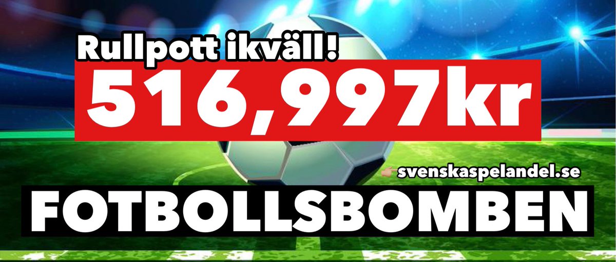 💣 OMBUDETS RULLPOTT 13 a 100:-
spela.svenskaspel.se/spela-tillsamm…

💣 CALLES FOTBOLL TISDAG 18 a 25:-
spela.svenskaspel.se/spela-tillsamm…

Alla andelsspel 👉🏼svenskaspelandel.se