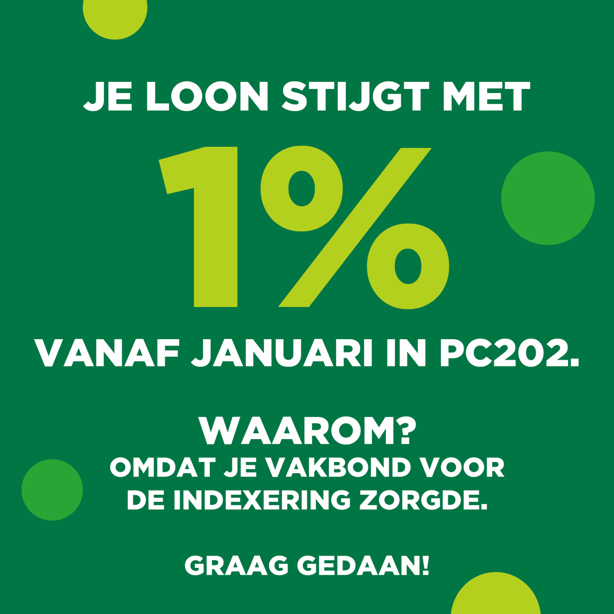 pulsretail's tweet photo. Ook voor wie werkt binnen #pc202 in de #retail is er deze maand een #indexering van 1%. @acvpuls https://t.co/Kirr2RToAz