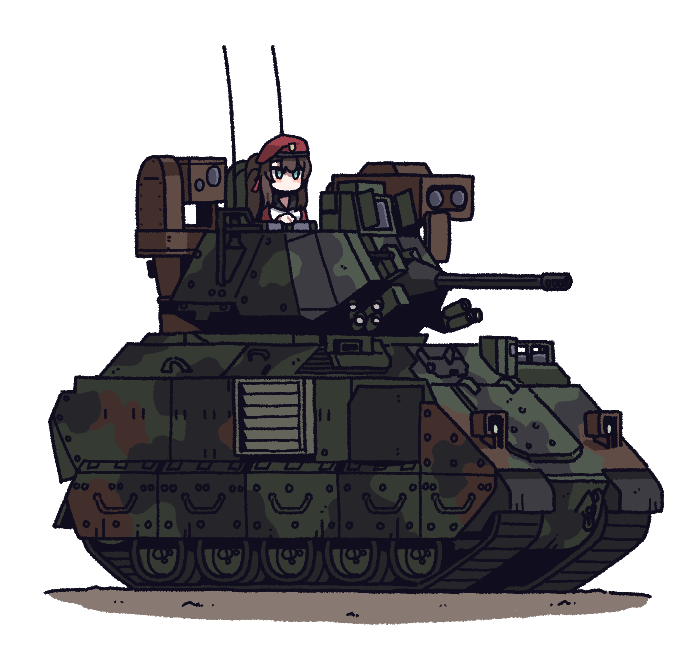 military vehicle military tank ground vehicle motor vehicle 1girl caterpillar tracks  illustration images
