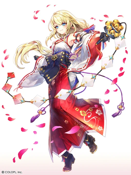 株式会社コロプラ様「白猫プロジェクト NEW WORLD'S」にて「リルテット」のイラストを描かせて頂きました。巫女さん風な衣装で2023年お正月イベントに登場しています。よろしくお願い致します～!公式:白猫 #白猫プロジェクト 