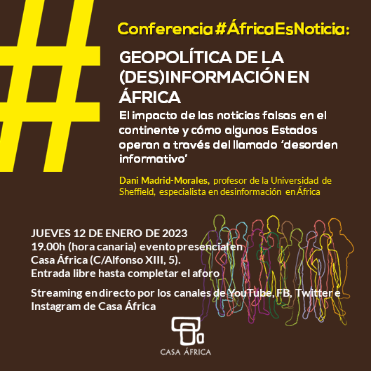 reddecasas_rne's tweet photo. 🗞️¿Cuál es el impacto de las noticias falsas en África? ¿Quiénes están detrás? ¿De qué medios se sirven?

El próximo jueves, @DMadrid_M hablará sobre desinformación en el continente en @Casaafrica.

#ÁfricaEsNoticia
@radio5_rne 
https://t.co/UByrMxKysh https://t.co/rQeEHLI02i
