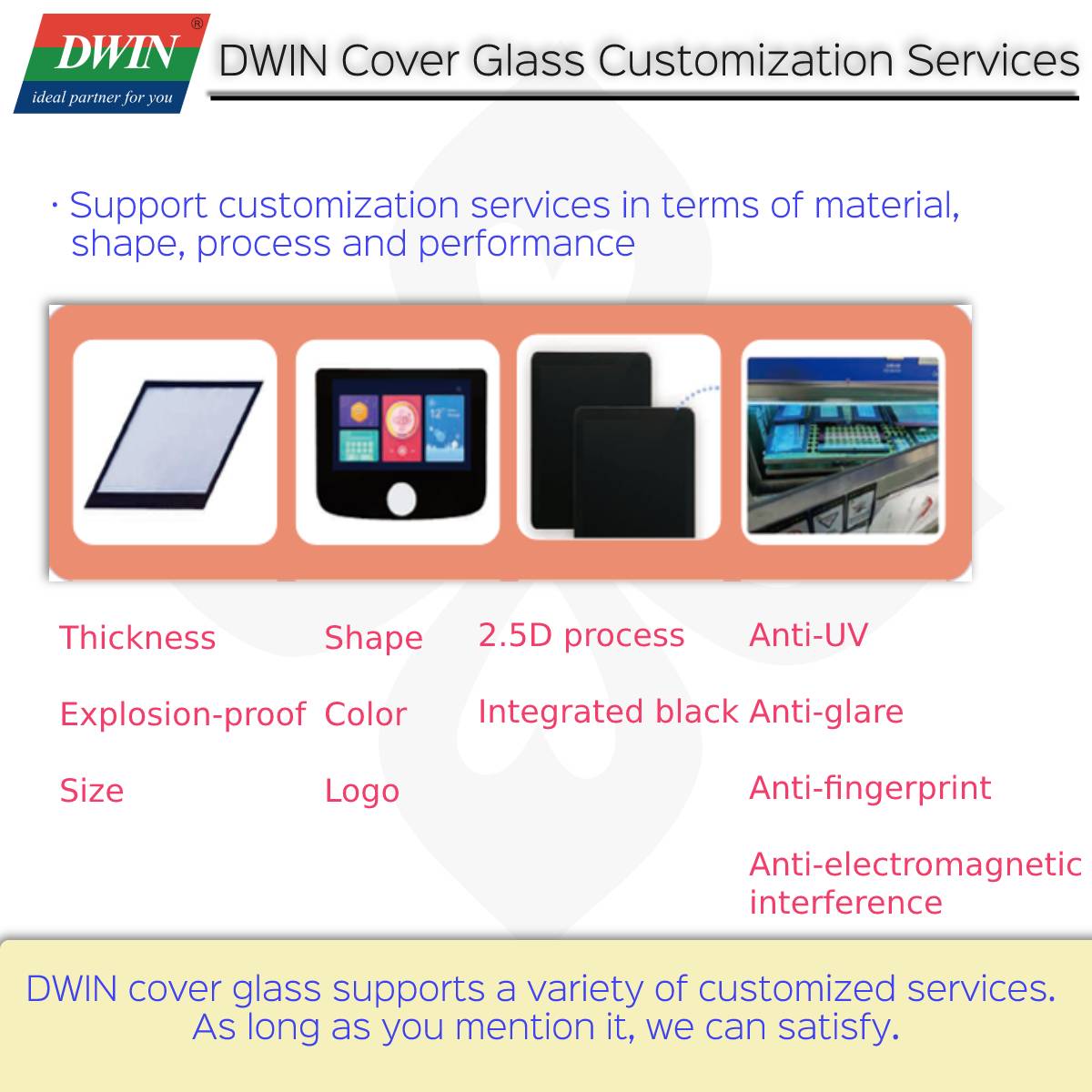 The TP product line is currently the main product promoted by DWIN. The cover glass is also very important, and we can customize it according to the needs of customers. 
 For more information, please contact: dwinhmi@dwin.com.cn 
#Touchpanel #DWIN #Customization