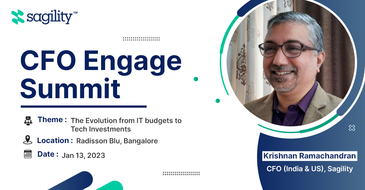 SagilityHealth's tweet photo. We are delighted to announce that Krishnan Ramachandran, CFO (India & US), Sagility, is invited to join the CFO Engage Summit as a panelist. The topic of discussion will be: The Evolution from IT budgets to Tech Investments.
#Sagility #SOARWIthSagility #CFOEngage #Summit https://t.co/If36NwN9pL