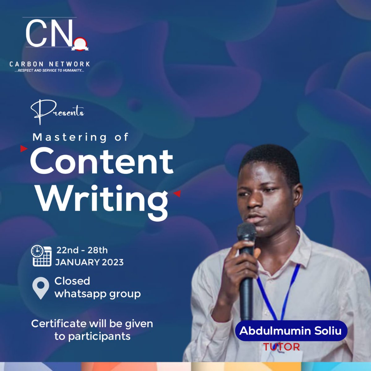 CarbonNetwork1's tweet photo. In one way or the other, every one of us is a content writer. The major thing that differentiates an expert in the field from a non-expert is the Mastering of it. 
Are you a content writer looking for a means to level up the skill or you are an aspiring one, hoping to get better https://t.co/Fmu4epiboC