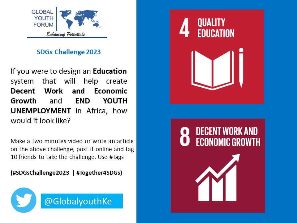 GlobalyouthKe's tweet photo. #SDGsChallenge2023

All are invited to join the challenge 

Top 3 will progress to the next stage of the process.

#FlipTheScript 
#Act4sdgs 
#GYF4SDGs
#Together4SDGs https://t.co/JW1KBxHQX2