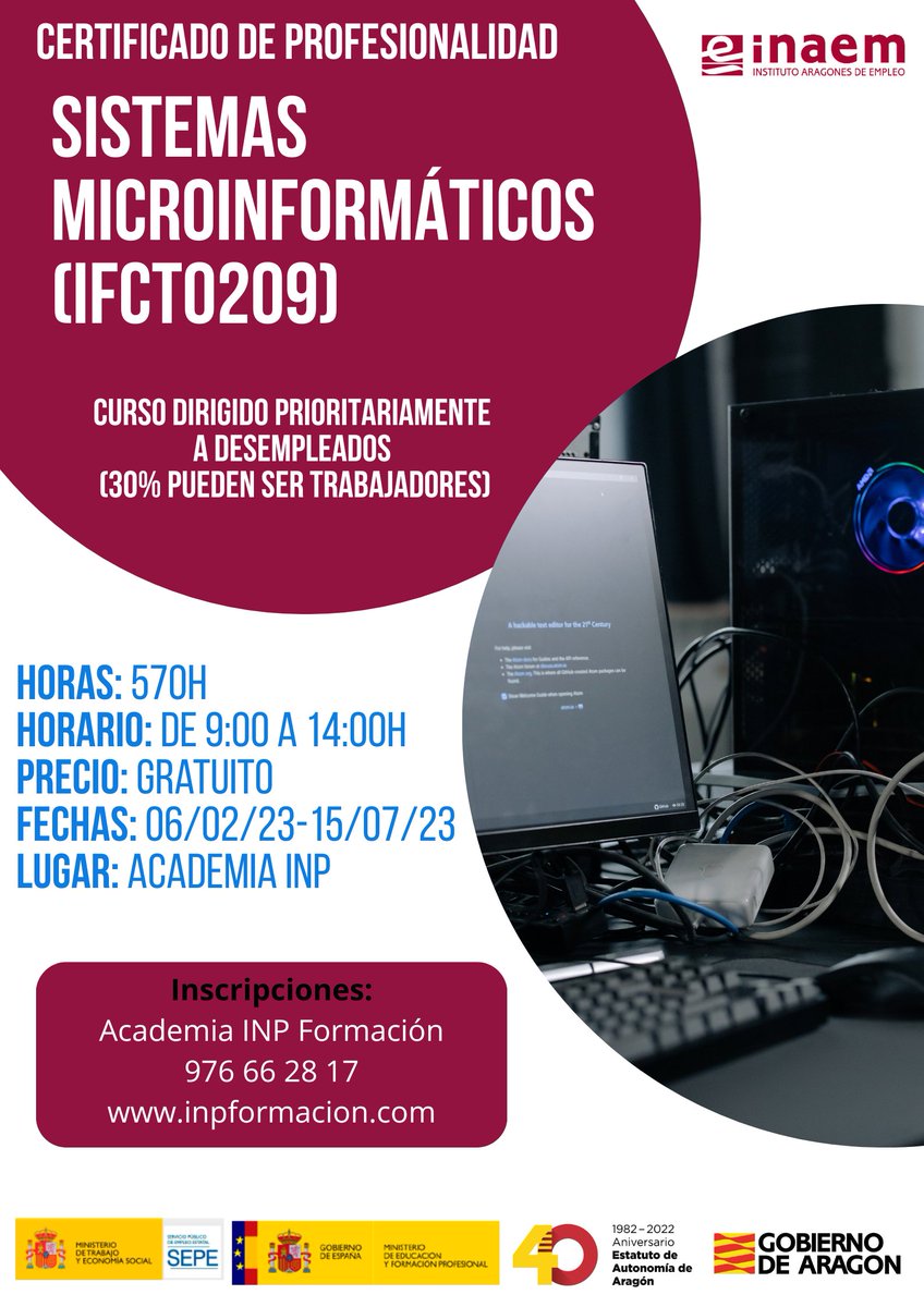 Inp_Formacion's tweet photo. ¡Tenemos disponibles los nuevos CERTIFICADOS DE PROFESIONALIDAD para este 2023!

Certificado de profesionalidad: 
ACTIVIDADES DE GESTIÓN ADMINISTRATIVA
SISTEMAS MICROINFORMÁTICOS
GUÍA POR ITINERARIOS ECUESTRES EN EL MEDIO NATURAL

#formacion #certificadosdeprofesionalidad 👨‍🏫👩‍🏫 https://t.co/0qcv3lnCZ1