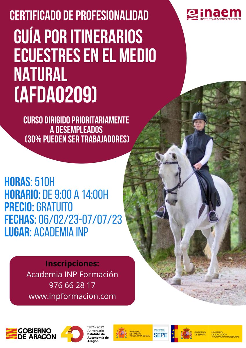 Inp_Formacion's tweet photo. ¡Tenemos disponibles los nuevos CERTIFICADOS DE PROFESIONALIDAD para este 2023!

Certificado de profesionalidad: 
ACTIVIDADES DE GESTIÓN ADMINISTRATIVA
SISTEMAS MICROINFORMÁTICOS
GUÍA POR ITINERARIOS ECUESTRES EN EL MEDIO NATURAL

#formacion #certificadosdeprofesionalidad 👨‍🏫👩‍🏫 https://t.co/0qcv3lnCZ1