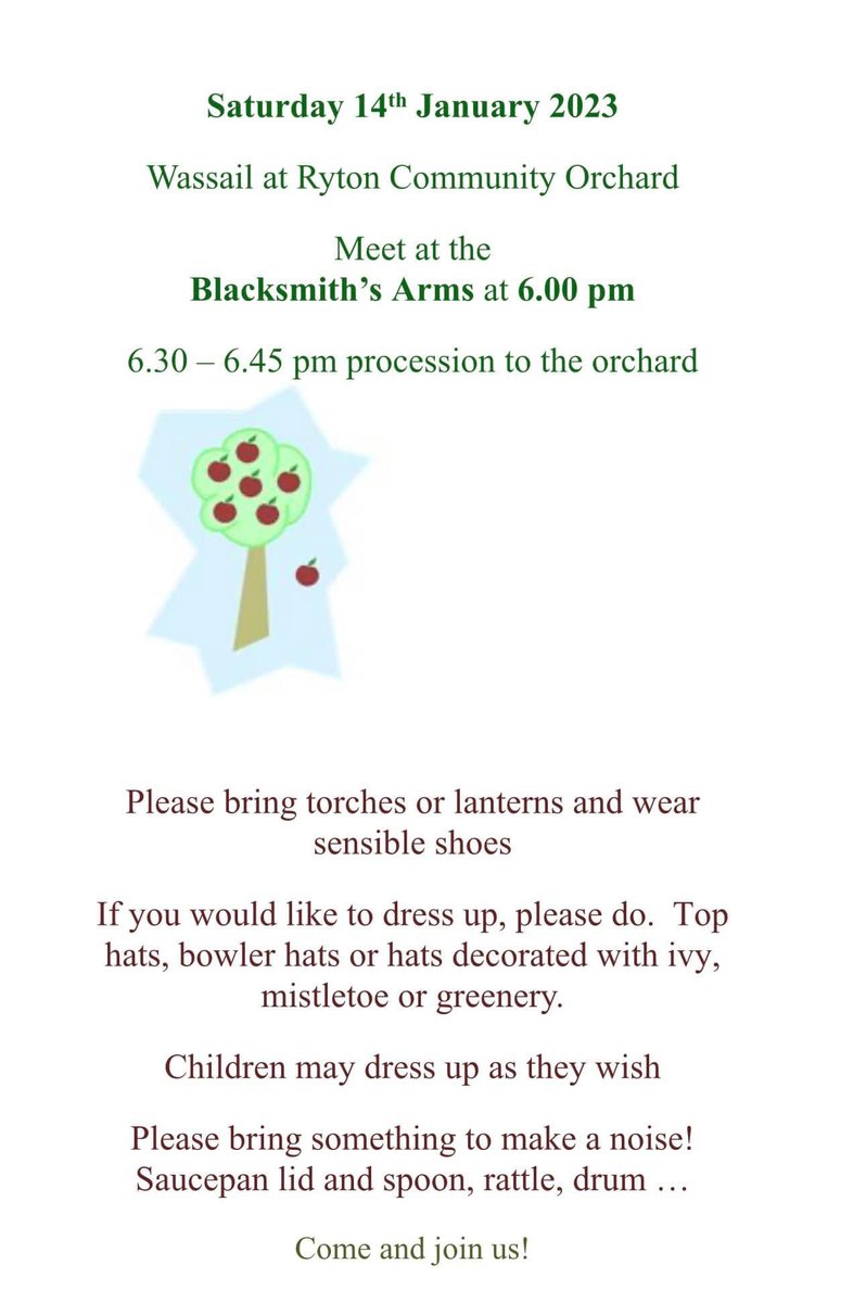 RytononDunsmore's tweet photo. Wassailing is back ! 
Come along make some noise and join in the fun of a local village tradition! https://t.co/gCXAQ3YTYj