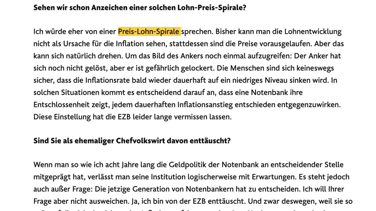 KeineWunder's tweet photo. Wie elegant sich Begriff der Profit-Preis-Spirale umschiffen lässt... Dann fällt auch gar nicht auf, dass (auch Ex)-Notenbankerїnnen gar nicht wissen, ob Zinserhöhungen in so einer Phase überhaupt wirken... (1970er gab es eine Lohn-Preis-Spirale) #Issing https://t.co/Ht1QFyu8NZ https://t.co/9w0NSvfA9m