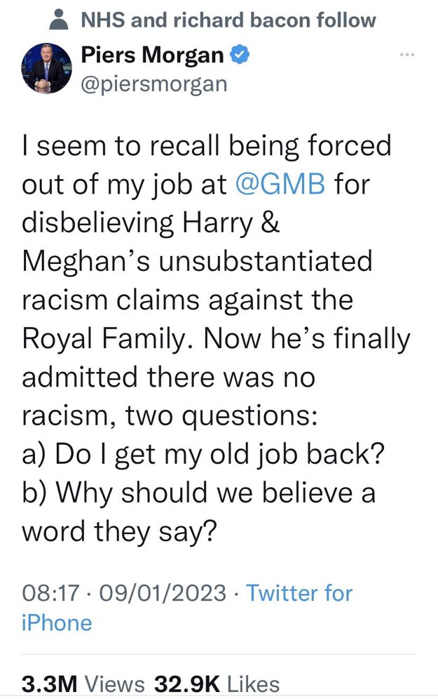 Actually Piers, wasn’t it because you said you didn’t believe her comments about her post natal depression and suicidal thoughts? No mention of that here though??
