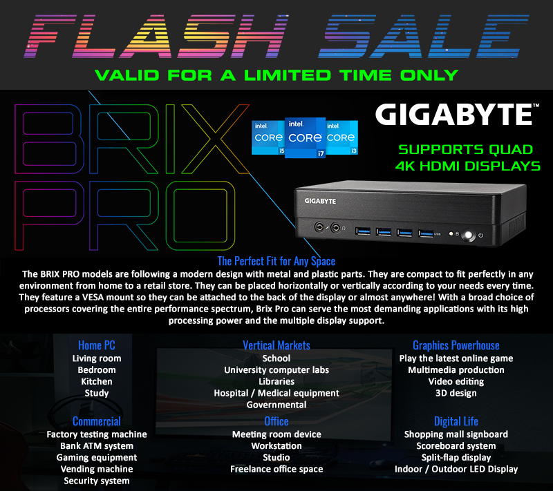 FrontosaSA's tweet image. Brix Pro can serve the most demanding applications with its high processing power and multiple display support. Now available on our website!

Link: frontosa.co.za

#ad #pckit #brixpro #GIGABYTE