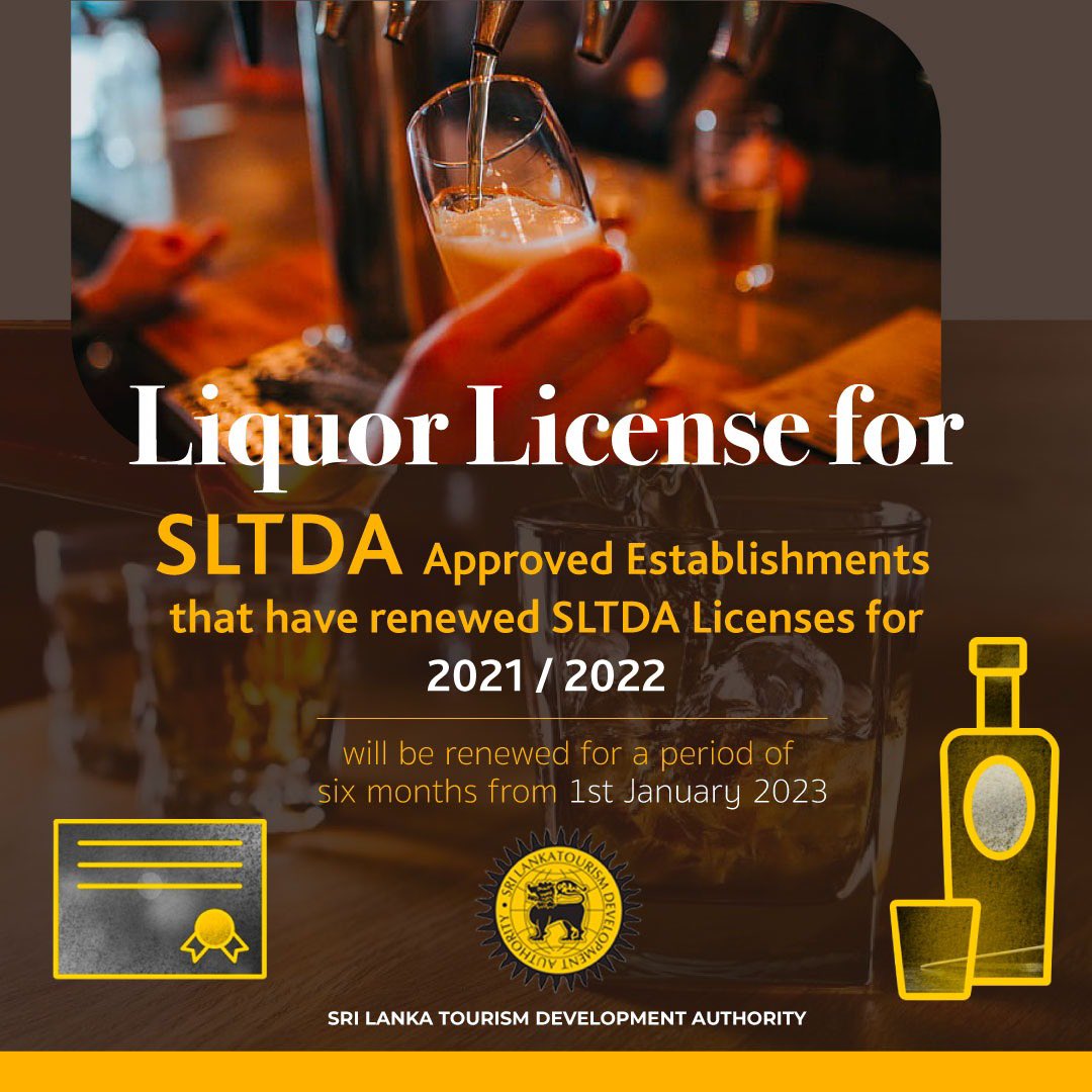 The Excise Department will renew liquor license of SLTDA establishments which have renewed licenses for 2021/22, for three months starting from 01st January 2023 as an incentive towards the tourism industry.
#SLTDA #lka #liquorlicenserenewal #srilankatourism