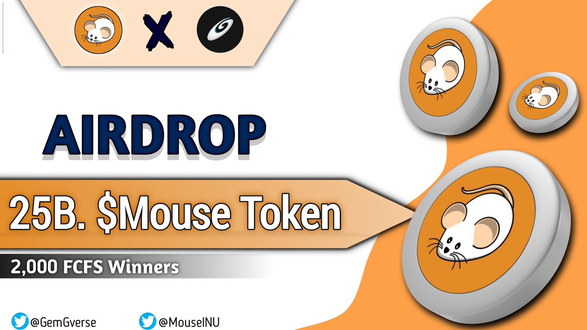 🔥GemGverse  X  MouseINU🔥
🏆Prize Pool -- 25,000,000,000 $Mouse For FIRST 2K Users🤑

1️⃣Follow - @MouseINU &amp; @GemGverse
2️⃣Like-RT &amp; Drop $Sol Address
3️⃣Fill The Form : forms.gle/47p2tuMB3mUmt1…

⏰End 15 Jan.
#SOL #SolanaAirdrops #memecoin #SolanaGiveaway #fcfs #SolanaAirdrop