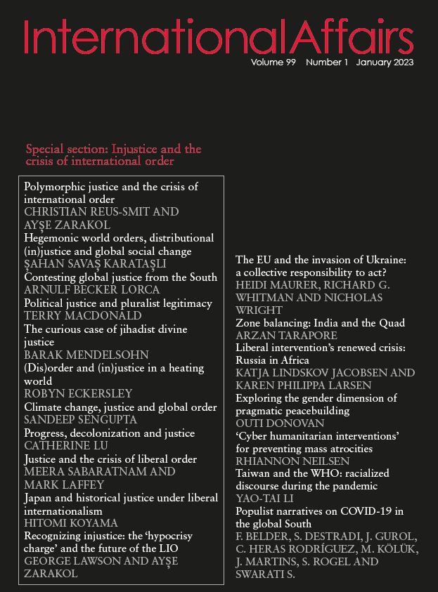 IAJournal_CH's tweet photo. 🚨NEW ISSUE🚨 

Inc. the special section: Injustice and the crisis of international order, guest-edited by Christian Reus-Smit and @AyseZarakol

Read the section, and 7⃣ other articles, free here until 9 April 🔓 > https://t.co/EcNObayBDC https://t.co/c72aLXqlf8
