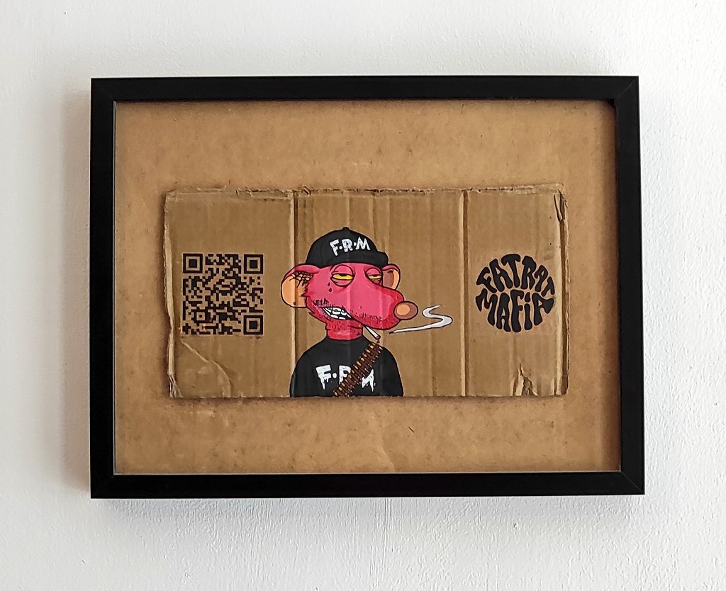 Bear market effect us all, everything gets more expensive, everyone looking for a job. 
But, it also a great time to building and creating🤙
 
My @fatratmafia , acrylic painted on an "artcycle" cardboard. symbolize of these times, with a vision ahead🐀  
#FatRatFam #NFTs