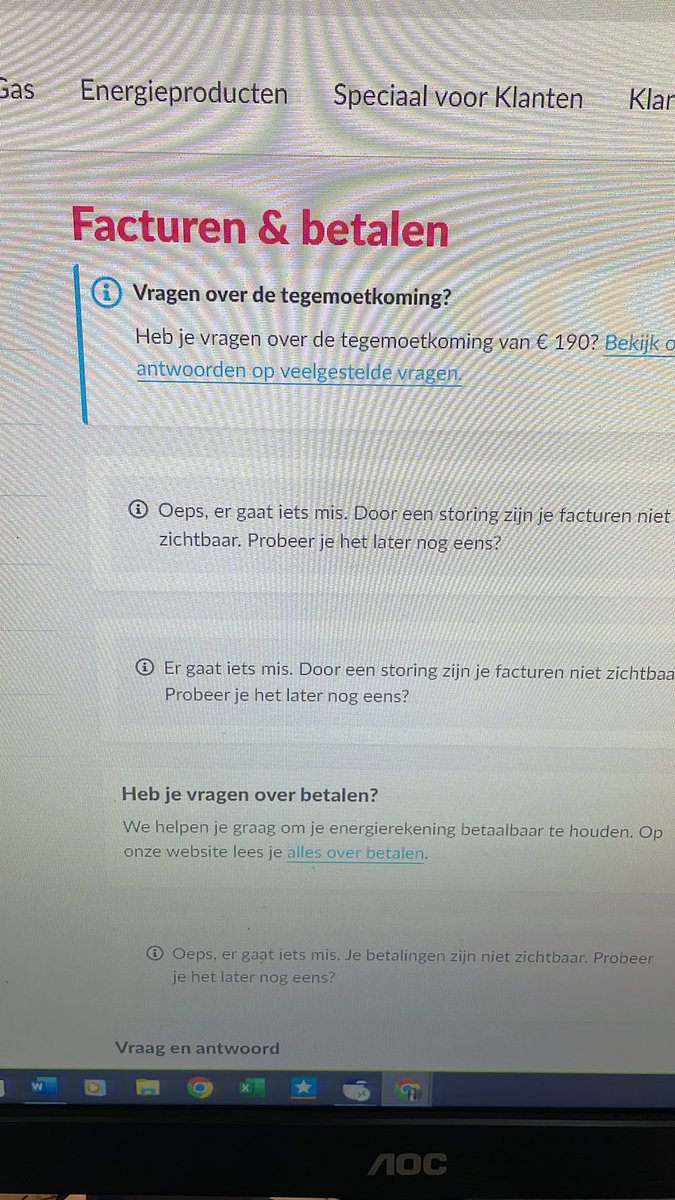 Beste @Essent ik wil mijn facturen inzien. Krijg al dagen dit in beeld. Graag een reactie hoe ik wél m’n facturen te zien krijg. BVD.
