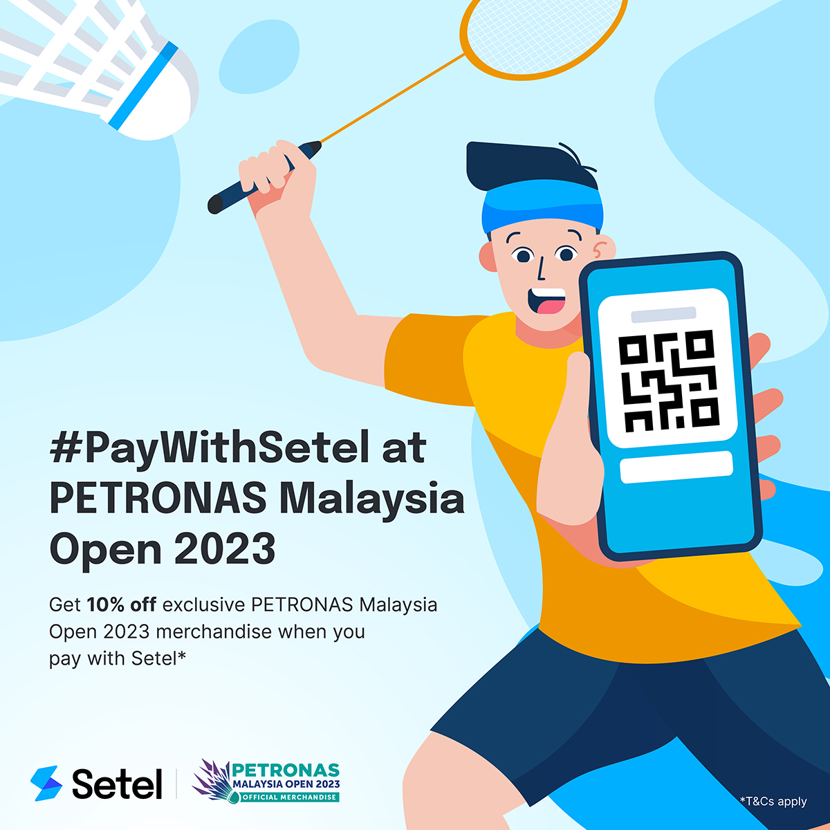 setel's tweet photo. Don’t walk, RUN. 🏃🏼♂️
PETRONAS Malaysia Open 2023 this January 10 to 15 at Axiata Arena Kuala Lumpur - #PayWithSetel and enjoy 10% off on exclusive PETRONAS Malaysia Open merchandise at PETRONAS Shop with a min. purchase of RM100 in a single transaction. https://t.co/NE69Yq1sE0