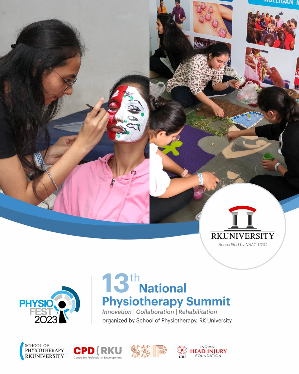 RKUniversity's tweet photo. School of Physiotherapy, RK University organized 13th National Level Physiotherapy Summit 'Physiofest 2023' with focal theme 'Innovation-Collaboration-Rehabilitation'. 
#rku #physiotherapy #physiofest #innovation #entrepreneurship #physio #rajkot #gujarat #India #rkuniversity https://t.co/9aVYssi5uV