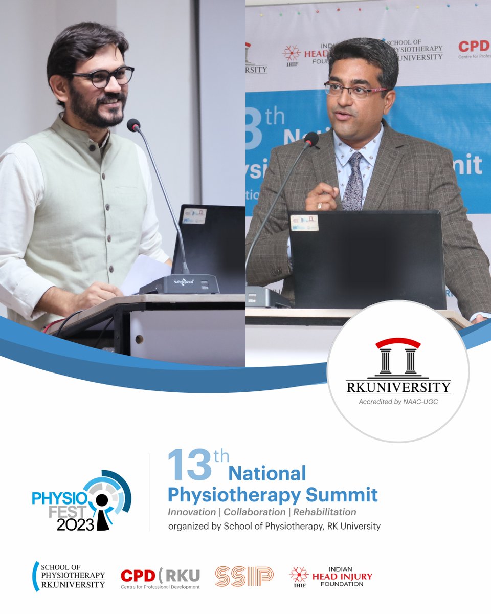 RKUniversity's tweet photo. School of Physiotherapy, RK University organized 13th National Level Physiotherapy Summit 'Physiofest 2023' with focal theme 'Innovation-Collaboration-Rehabilitation'. 
#rku #physiotherapy #physiofest #innovation #entrepreneurship #physio #rajkot #gujarat #India #rkuniversity https://t.co/9aVYssi5uV