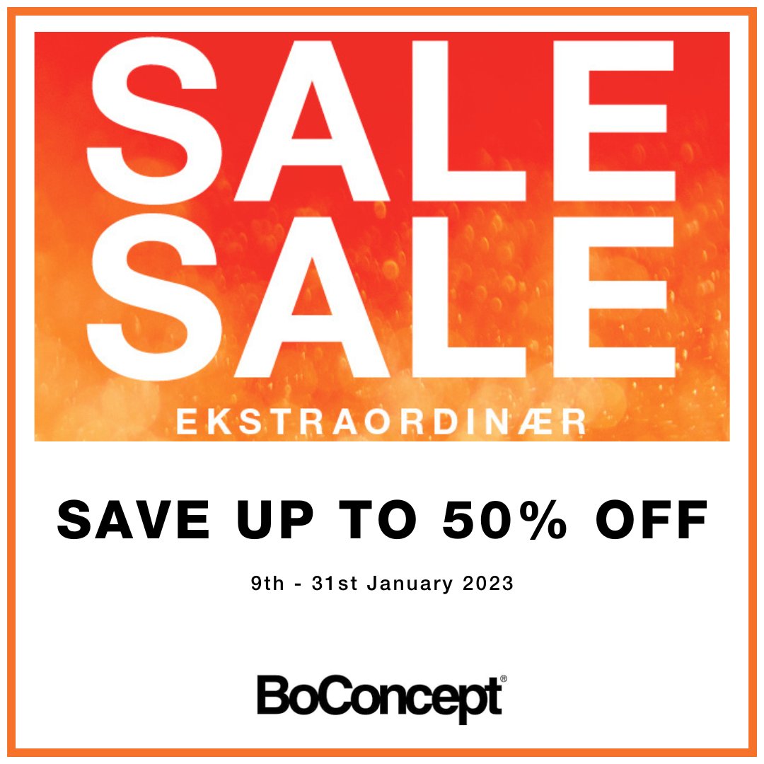 BoConceptNigeri's tweet photo. BoConcept SALE EKSTRAORDINÆR starts today! Let’s redesign your dining area, living room and bedroom with up to 50% off upholstery, dining tables and coffee tables. https://t.co/Gfscpghf6H