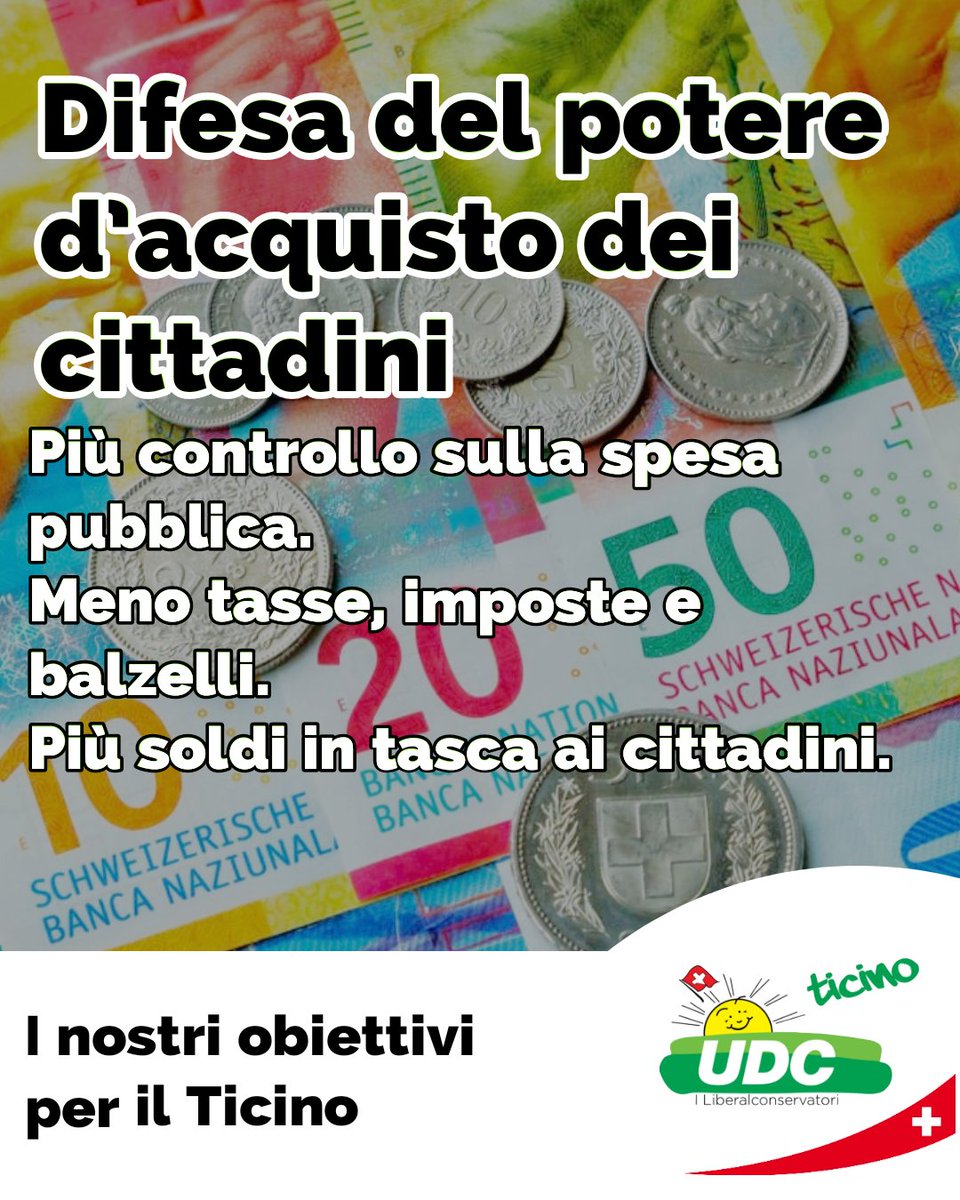 Lo Stato deve gettare le basi affinché siano i cittadini a gestire al meglio i propri soldi. Ci battiamo per  chi vorrebbe lavorare, chi lavora e chi crea posti di lavoro per i residenti. Dobbiamo smettere di impedire alle persone di lavorare.
#votaUdc #elezionicantonali2023