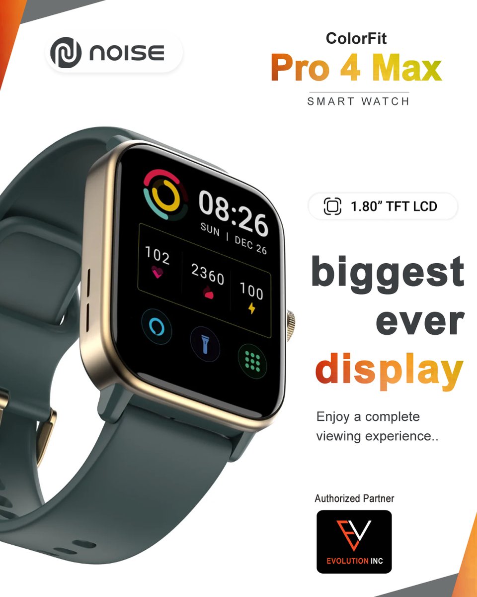 evolutioninc_'s tweet photo. Meet the Noise Colorfit Pro 4 Max Smart watch.

For distributorship opportunities contact - business@evonext.in

#Colorfit #noisesmartwatch #evolutionincindia #distributors #india #smartwatch #bluetooth #india #smartwatchandroid #fitnesstraining #sports #noisewatch #noise https://t.co/Gz8uaHpJtA