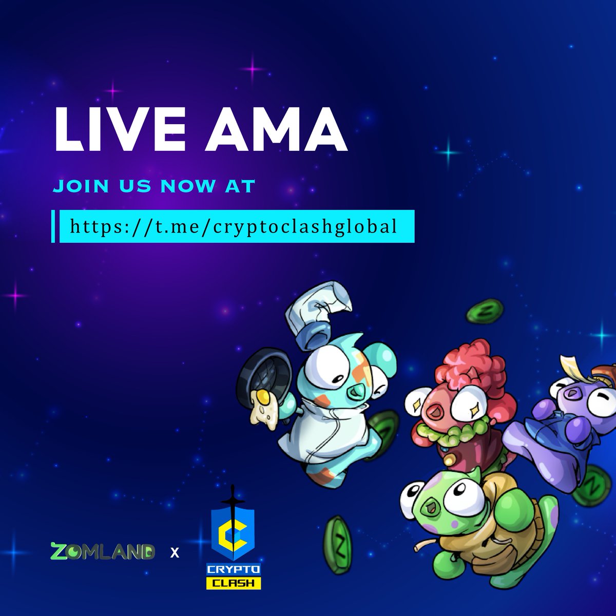 𝐂𝐚𝐭𝐜𝐡 𝐮𝐩 𝐰𝐢𝐭𝐡 𝐮𝐬 𝐢𝐧 𝐙𝐨𝐦𝐥𝐚𝐧𝐝 𝐱 𝐂𝐫𝐲𝐩𝐭𝐨 𝐂𝐥𝐚𝐬𝐡 𝐀𝐌𝐀 🔥 🔥

Come join now and get a chance to win amazing rewards for those who ask questions! 💎 

📍 Location: t.me/cryptoclashglo…