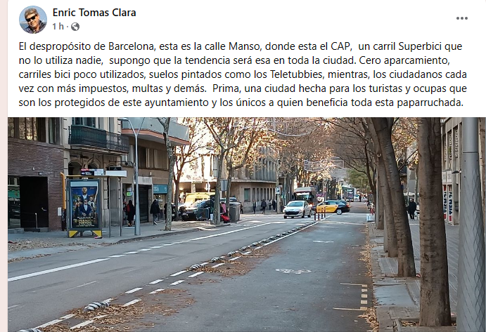 OnVasBarcelona's tweet photo. El sense sentit de la Barcelona Colau, carrils bici XXL totalment buits perque l'unic objectiu es fer la vida impossible als barcelonins a la Barcelona ratera https://t.co/un8M73aMCa