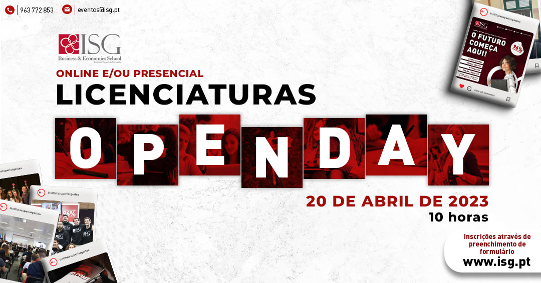 InstSupGest's tweet photo. Reserva espaço na tua agenda porque o Open Day 2023 já tem data.

SAVE THE DATE – 20 de abril 2023, às 10 horas no Instituto Superior de Gestão (presencial ou online)

Consulta o programa e inscreve-te em: https://t.co/6HoH7KsVp5 https://t.co/jWJWwTz9Hd