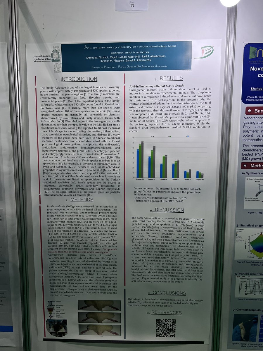 a_mad11's tweet photo. تجربة وفريدة من نوعها سعدت جدا بعرض وتقديم بوسترنا البحثي بعنوان"Anti-inflammatory activity of Ferula asafetida total extract and fractions" ضمن مسابقة الطلاب البحثية في #DUPHAT2023 https://t.co/4dRxEkZ2j1