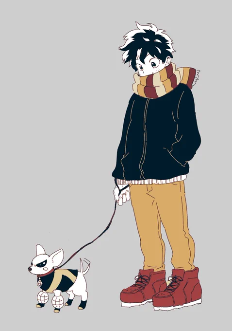 この間お洋服着て靴下履いてる散歩イッヌ見かけて可愛かったです絵 