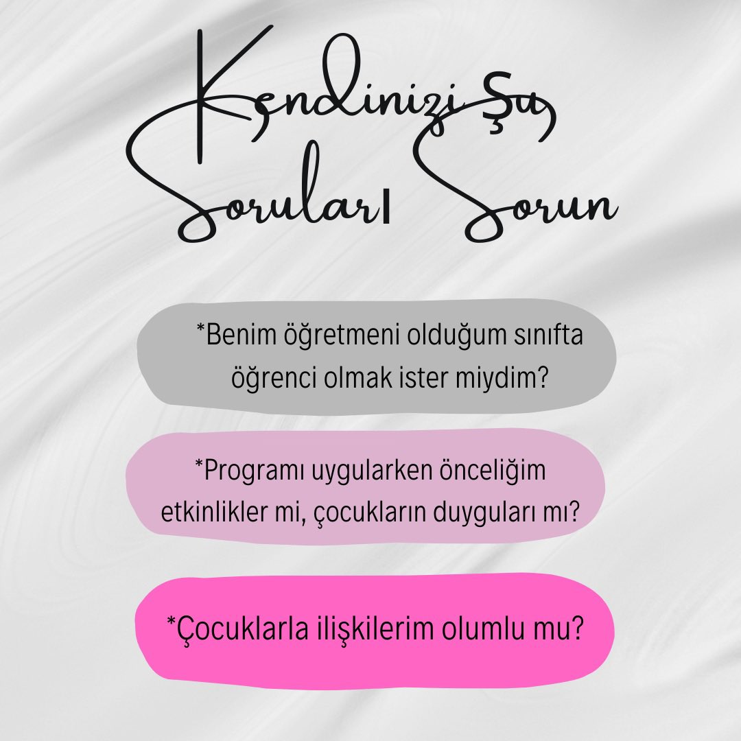 ErkenCocukluk's tweet photo. “Duygu Odaklı” bir öğretmen misiniz?İster okul öncesi,ister ilkokul isterseniz de bir branş öğretmeni olun.Bu soruları kendinize sorup hadi kendinizi değerlendirin.Favorim ilk soru,
“Öğretmeni olduğunuz sınıfın öğrencisi olmayı gerçekten ister misiniz?” #duyguodaklıöğretmen https://t.co/CL5oJMmRJU