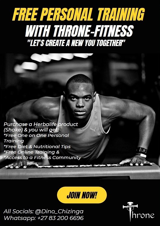 You + Throne_Fitness= 'NEW YOU!!'

 DM me for more details 😎👊💪

#fitness #health #wellness #ItsYouVsYou