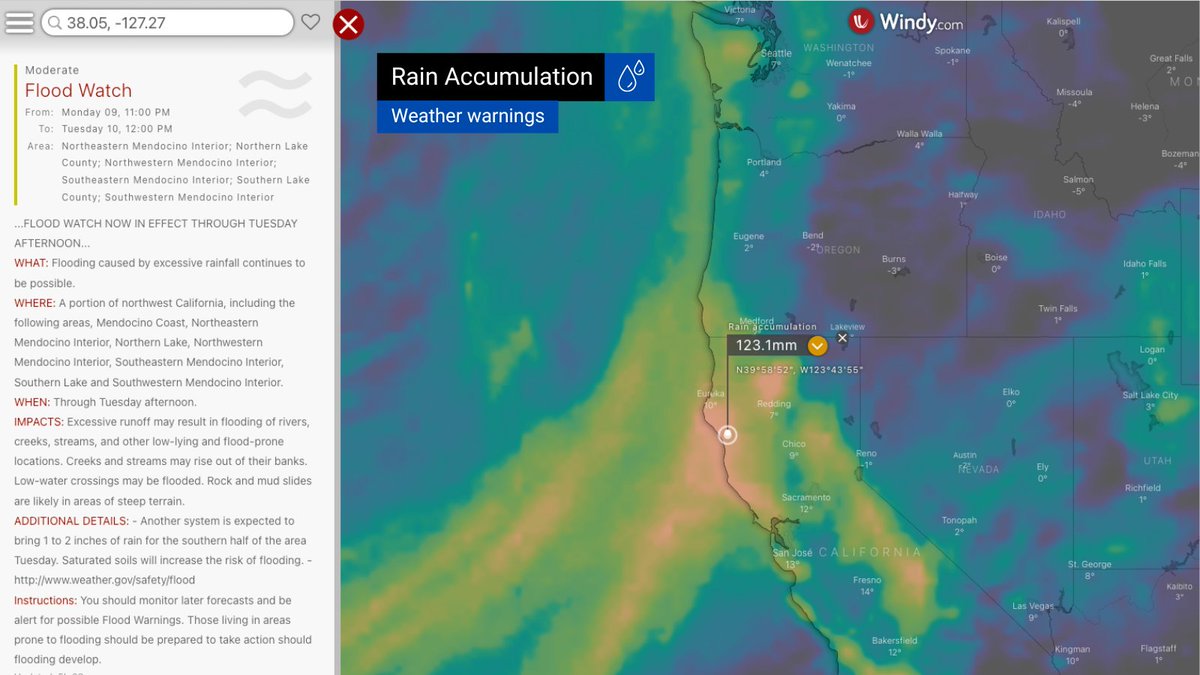 A complex of winter storms continues into 𝗖𝗮𝗹𝗶𝗳𝗼𝗿𝗻𝗶𝗮 𝗖𝗼𝗮𝘀𝘁 tonight and increases the risk of thunderstorms, flooding, and gusty winds. #CAwx #CArain #Californiastorm #californiaflood #Atmosphericrivers 

Latest forecast - bit.ly/3X7j2pa