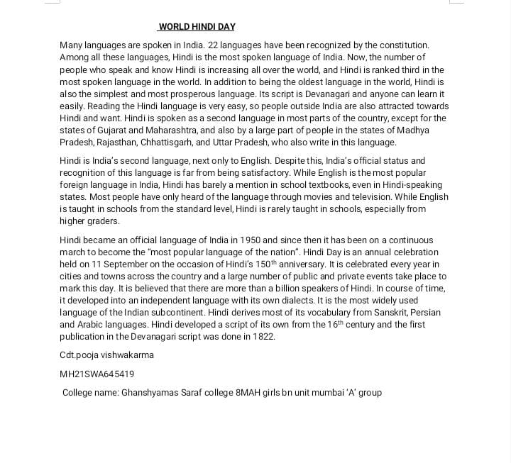 gs_ncc's tweet photo. ✍️✍️ Articles written by  the Cadets of GS College, 8 Mah Girls BN, Mumbai 'A' Group, on the Occasion of ' विश्व हिन्दी दिवस 'l

#WorldHindiDay2023 

@HQ_DG_NCC 
@ncc_dte 
@mumbai_group 
@DefPROMumbai https://t.co/V8XXH8Hgd8