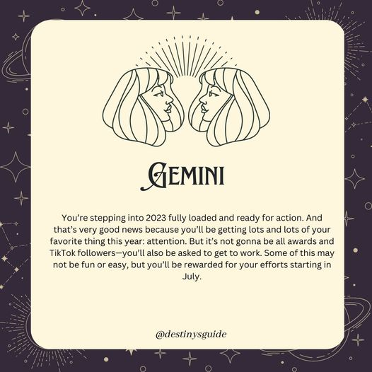 destinysguide's tweet photo. 2023 Horoscope for Gemini
For more readings, visit, https://t.co/EQCRdA1ACq
#astrology  #NUMEROLOGY  #manifestation  #retrograde #lawofattraction #gemini https://t.co/MDlvqDatpK