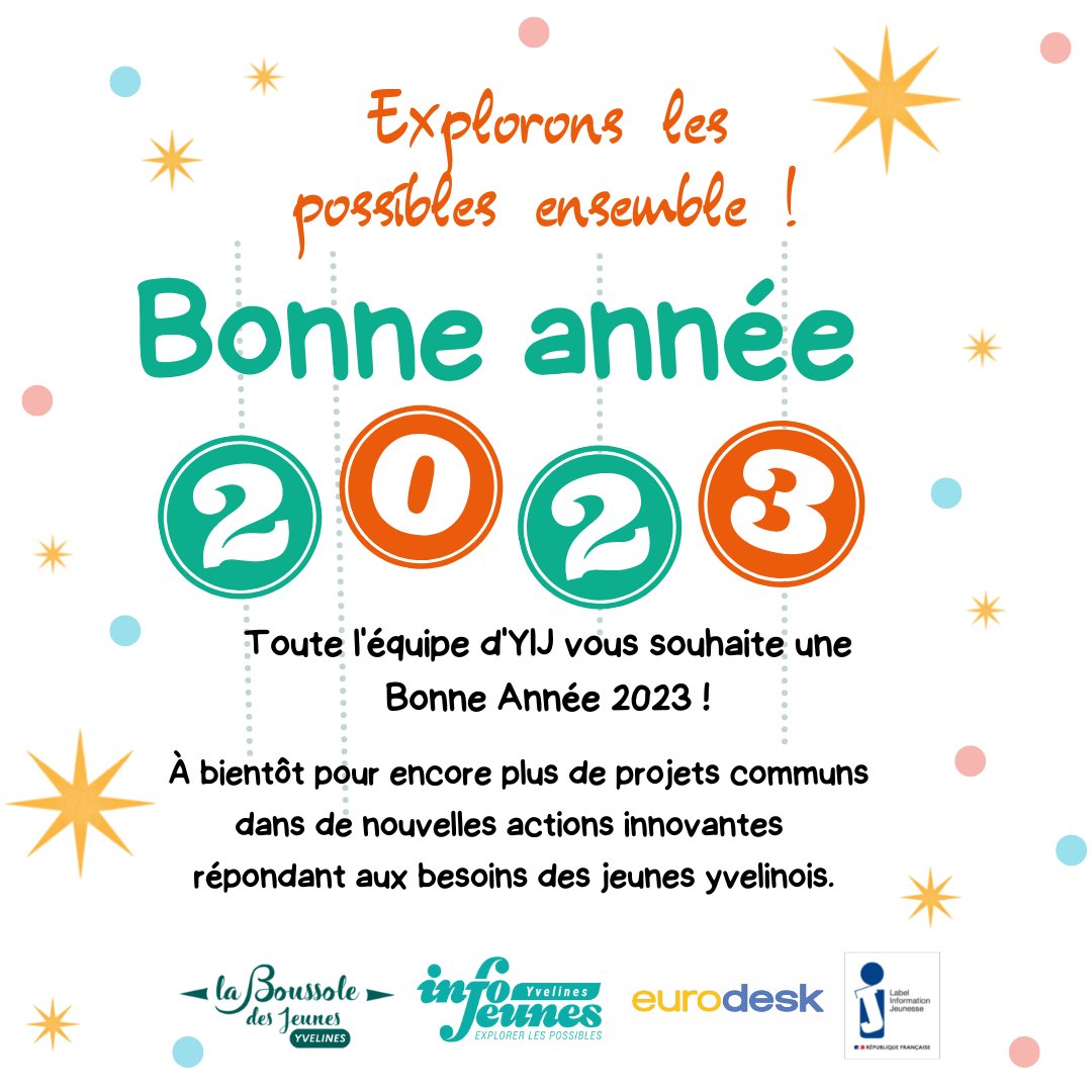 🎉 BONNE ANNÉE 2023 🎉

Toute l'équipe d'YIJ vous souhaite une Bonne Année 2023 ! À bientôt pour encore plus de projets communs dans de nouvelles actions innovantes répondant aux besoins des jeunes yvelinois.

#InfoJeunes #InfoJeunesse #IJ #BonneAnnee #Yvelines #BDJ