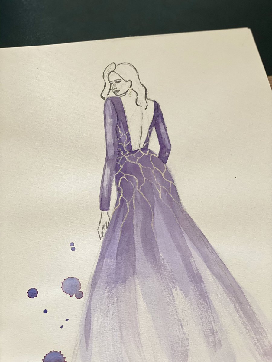 Good morning 💜

Pearlescent details with metallic watercolours.

#watercolour #artist #fashionillustration