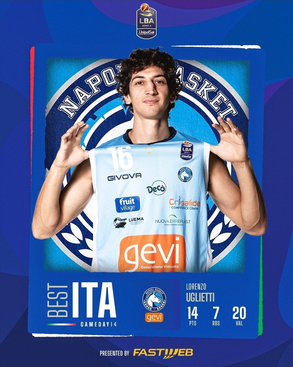 andrea_esp25's tweet photo. Lorenzo #Uglietti è il #bestITA del 14° turno di @LegaBasketA: il capitano del @basket_napoli con 14 punti, 7 rimbalzi e 20 di valutazione è stato uno dei principali protagonisti dell'impresa contro l' @OlimpiaMI1936 https://t.co/Vou67RskDp