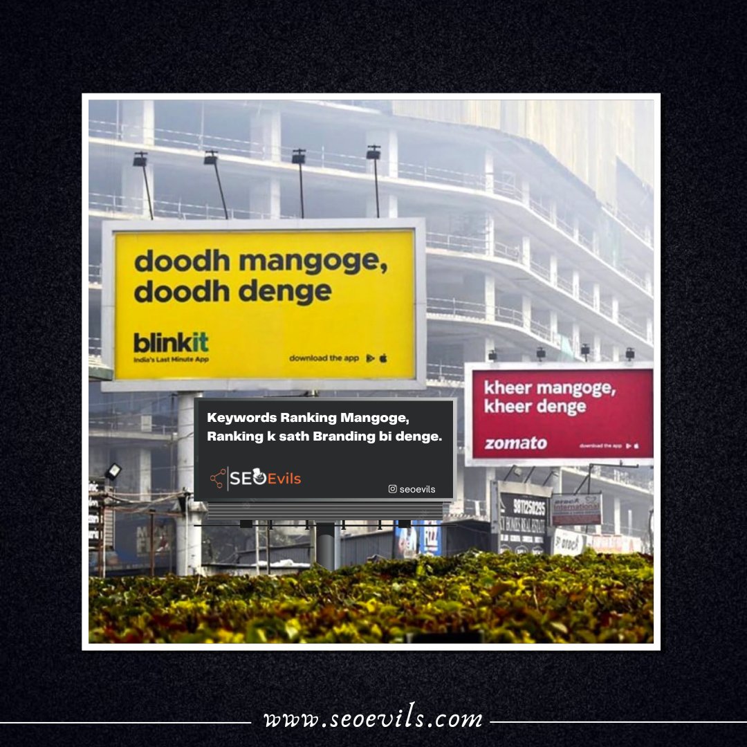 seoevils's tweet photo. We always with trend....

Jo mangoge wo milega with SEO Evils...

#tropicalpost #post #trending #momentmarketing #zomotoblinkitbillboard #jomangogewodenge #seoevils #branding #seo https://t.co/diGXQR5Ius