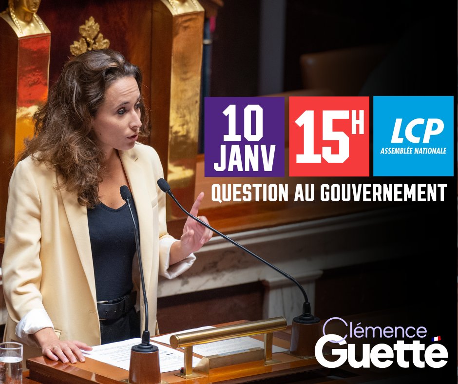 Clemence_Guette's tweet photo. Aujourd'hui, à 15H, j'interviendrai pour une question au gouvernement, en direct à l'Assemblée nationale.

A suivre sur @LCP ! https://t.co/574n9ENpuN