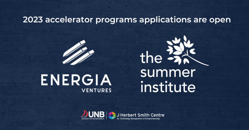 The University of New Brunswick’s J. Herbert Smith Centre is looking for applicants to two of its startup accelerator programs, <a href="/EnergiaVentures/">Energia Ventures</a> and The Summer Institute. ow.ly/t2yi50MmptV <a href="/UNBTME/">UNB's J Herbert Smith Centre for TME</a>