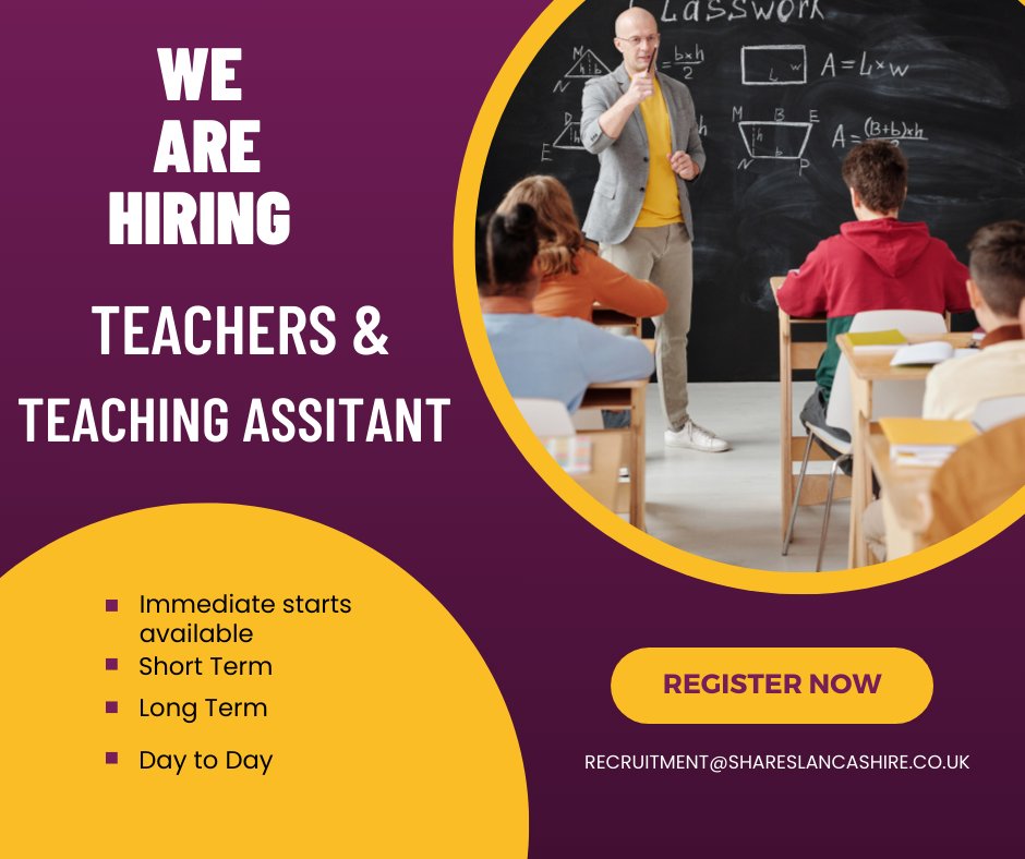 Are you an Primary school Teacher/Teaching Assistant based in the Liverpool/West Lancashire Area?

We have various roles available:

- Day to day
- Long Term
- Temp to Permanent

#school #teaching #teachingassistant #teacher #supplyteachers