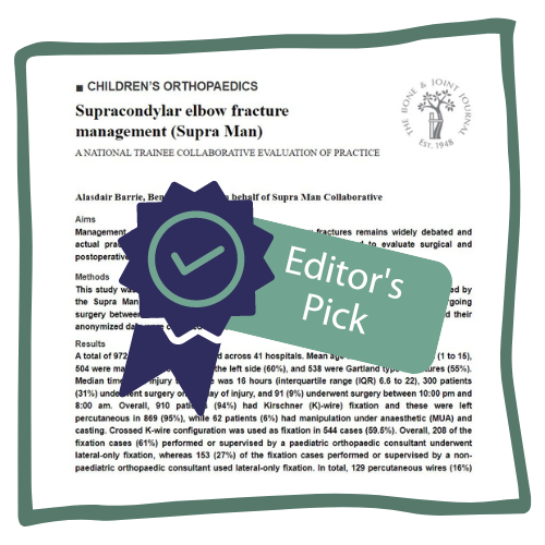 bjjeditor's tweet photo. Supracondylar fractures seem to be well-treated in the UK. It is good to see another useful trainee collaborative paper. The findings are instructive and reassuring.

#PedsOrtho #Trauma #BJJ @Supraman_Study 

https://t.co/uNojmg9H3d https://t.co/eH3C5D5Kxa
