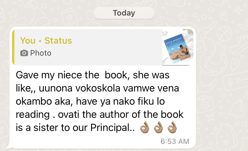 VictoriaNdinel4's tweet photo. Here is a message from someone who bought my book and gifted it to her niece, This is exactly my intention.... to populate our libraries with local material written by local authors... with content that learners can identify with.
#littlemonkfishmakesawish
#WritingCommunity https://t.co/DbLRum2dKx