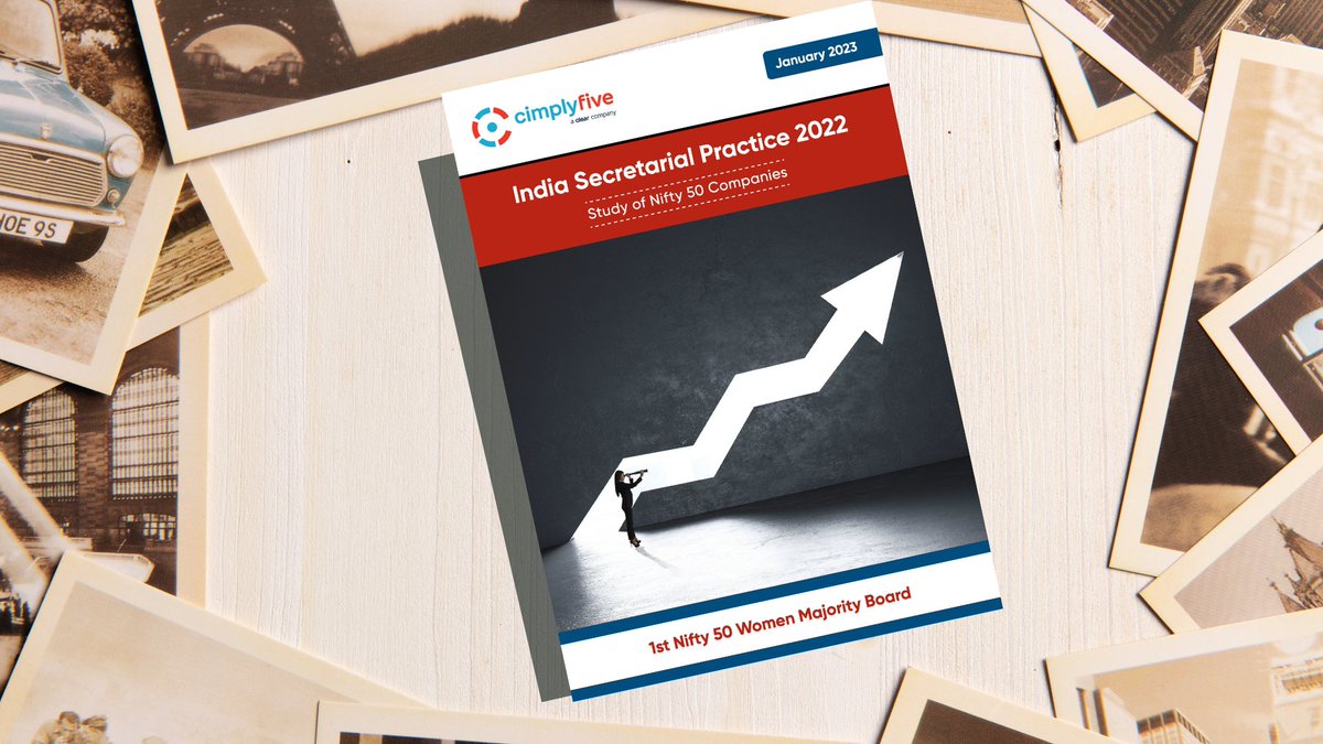 Cimplyfive's tweet photo. 🙎'Women Directors on the Board of Nifty 50 companies increased by 25% .’
 CimplyFive's #Research report on India Secretarial Practice 2022 is out now! Click here to read the full report: https://t.co/YzvcKV6MNi 

#StartUp #StayUpdated #CompanySecretary #BoardOfDirectors https://t.co/Etfujszp6n