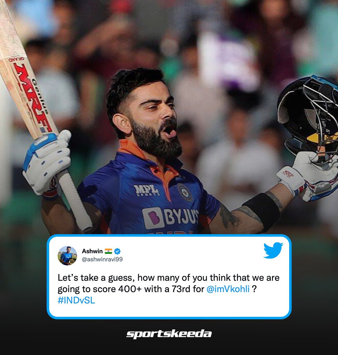 Sportskeeda's tweet photo. R Ashwin has predicted a century for Virat Kohli 🔥

#CricketTwitter #indvssl https://t.co/6XN96NJhgA