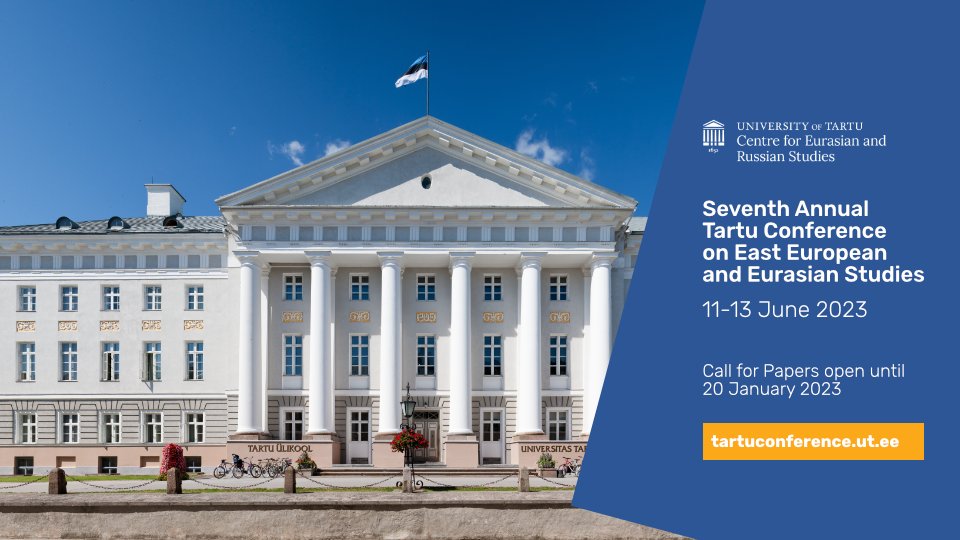 mailivilson's tweet photo. CfP: 7th Annual Tartu Conference on East European &amp; Eurasian Studies, 11-13 June 2023, held under the subtheme "War and Peace: What's Next for Eastern Europe and Eurasia?"
▶️ Submit your abstract by 20 January, see more at: https://t.co/jhTWKCiNj6 https://t.co/zFi0RldqEv