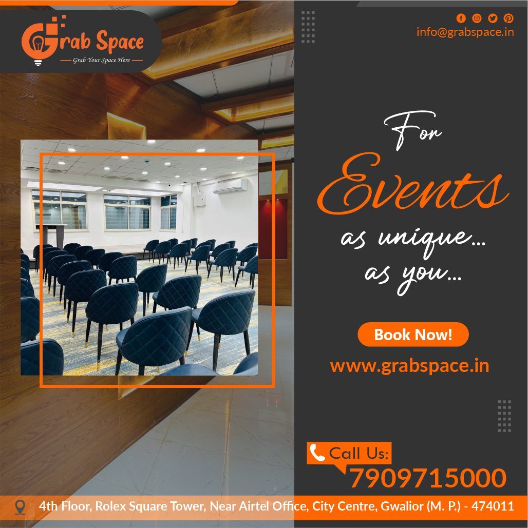 Book Best Event Hall in Gwalior

#seminarhall #corporateeventspace #eventroom
#bestoffice #coworkingplace #grabspace #coworkingspaceingwalior