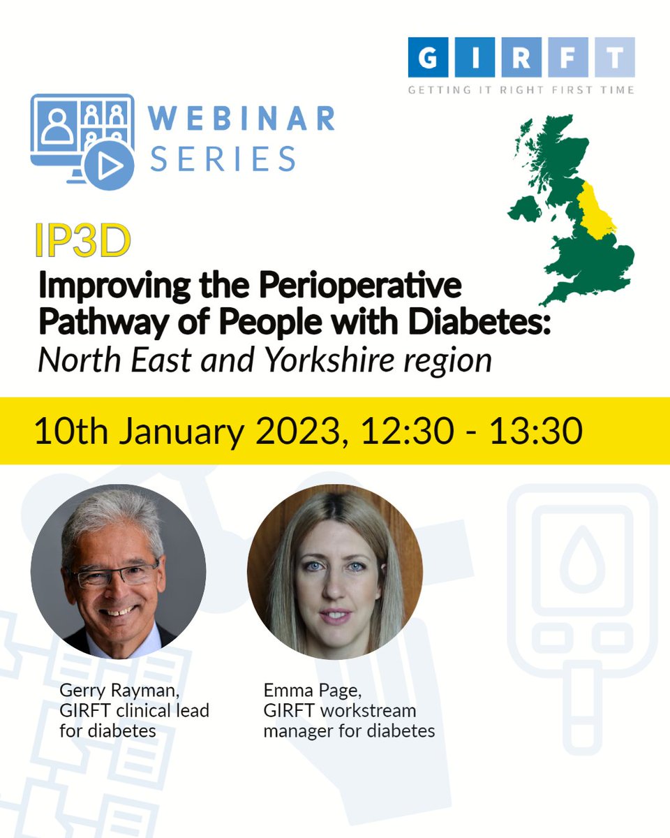 NHSGIRFT's tweet photo. TODAY we're running the first of our regional series of #diabetes #IP3D implementation sessions for #NorthEast and #Yorkshire colleagues.
🗓️ 10/01/23
⌚️ 12:30-13:30
You can still register for the meeting at the link below:
🔗 https://t.co/6gbL5QJ0UG https://t.co/v6YSOjUqnI